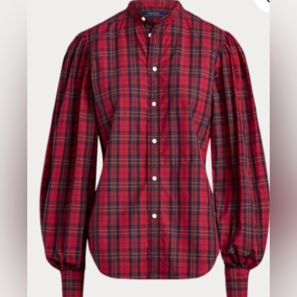 Polo Ralph Lauren - Tartan Plaid Puff Sleeve Blouse Shirt Top - Size 12